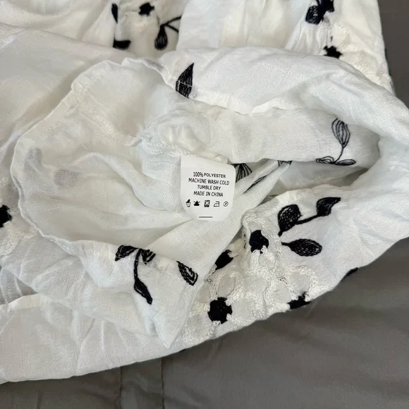 Kindred Anthropologie White Navy Embroidered Peasant Midi Dress 3X NWT Boho - Picture 6 of 14